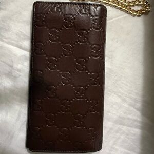 Brown Gucci leather vintage wallet